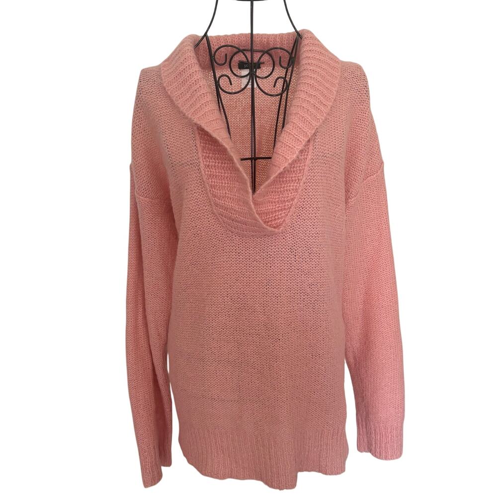 J CREW Fluffy Peach Mohair Wool Blend Pullover V neck Sweater Fairy Feminine